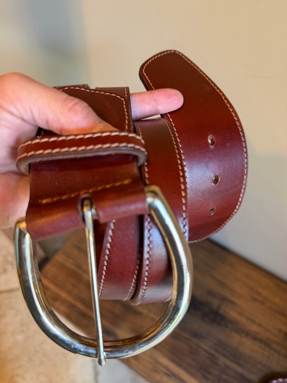 Harken Leather Wide Twist Wrap Low Slung Cognac Belt 33”  36.5” Hand Finished OS